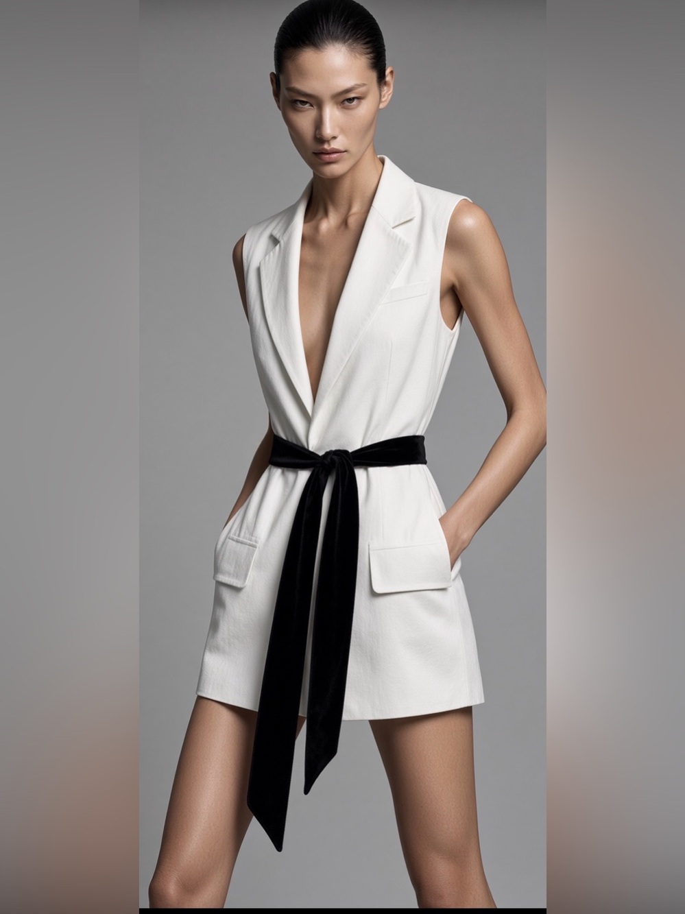 Alexander Wang White Sleeveless Blazer Vest Dress Belted sz 4 $695